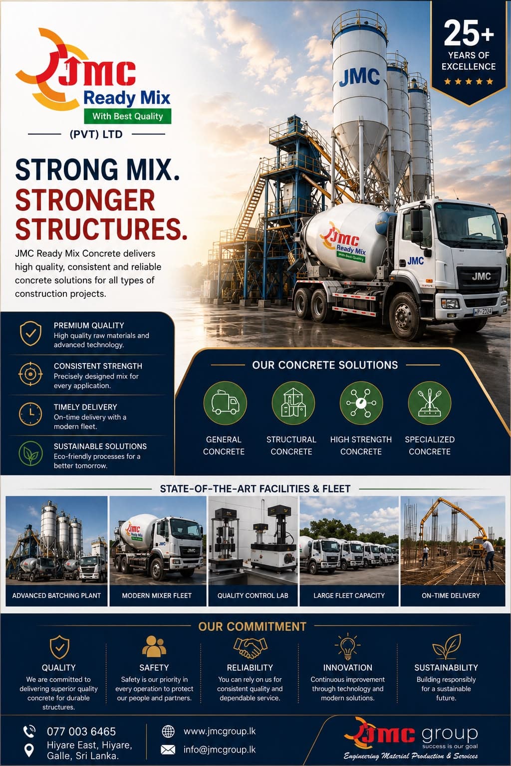 JMC ready-mix concrete transit mixer truck pouring concrete